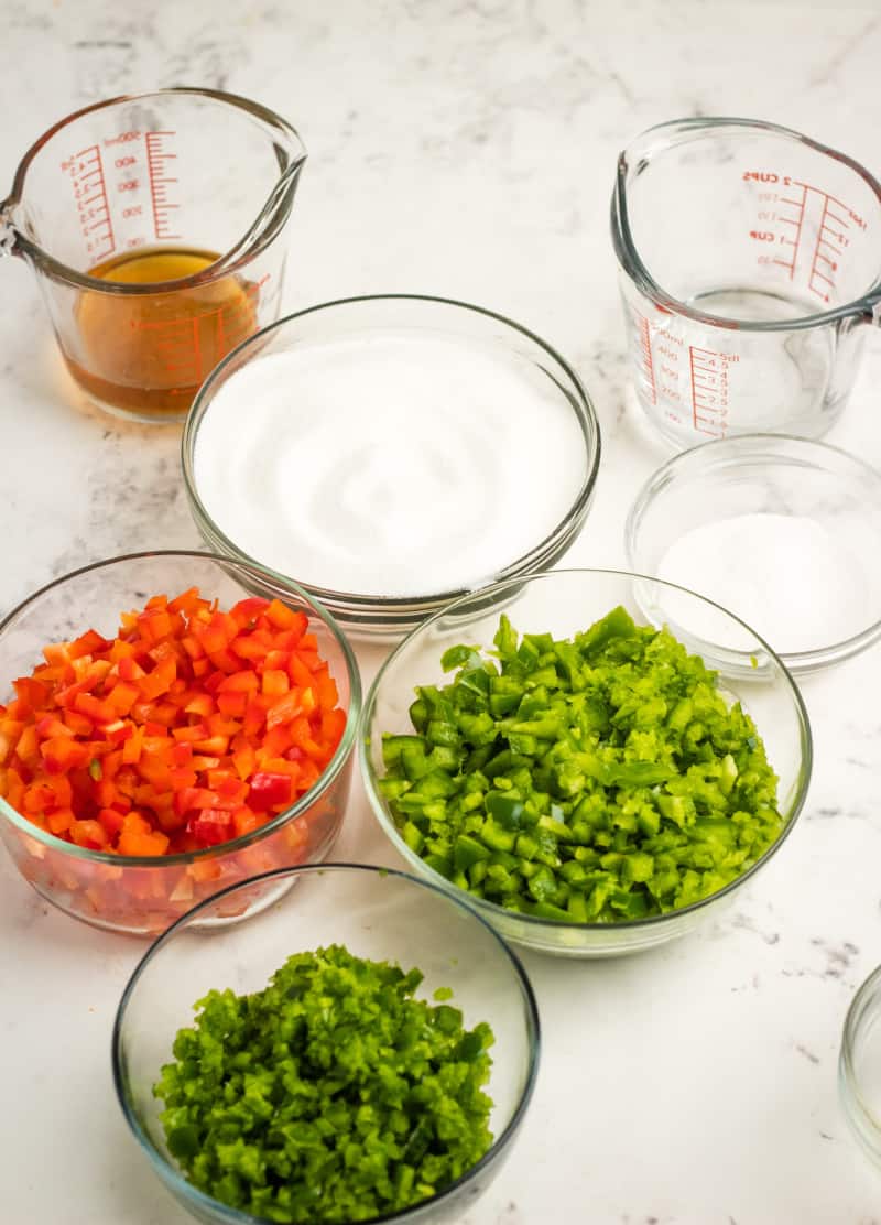 ingredients in glass bowls on the counter