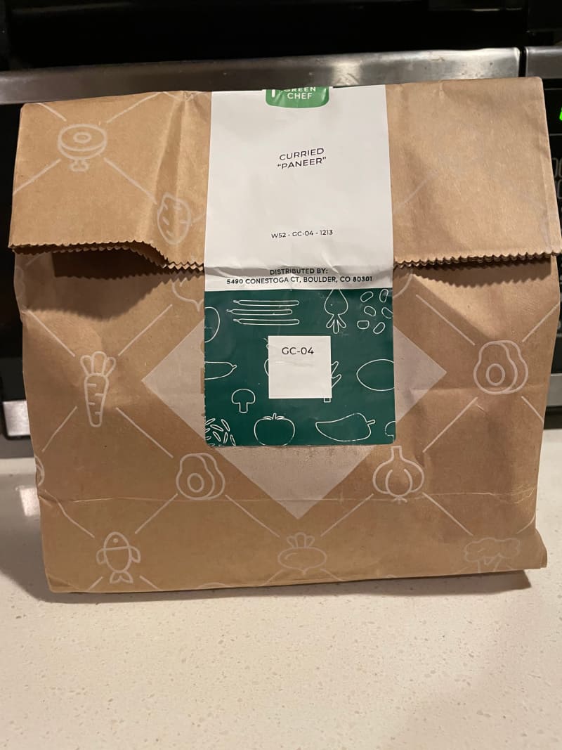 a bag with healthy meal kit contents in it