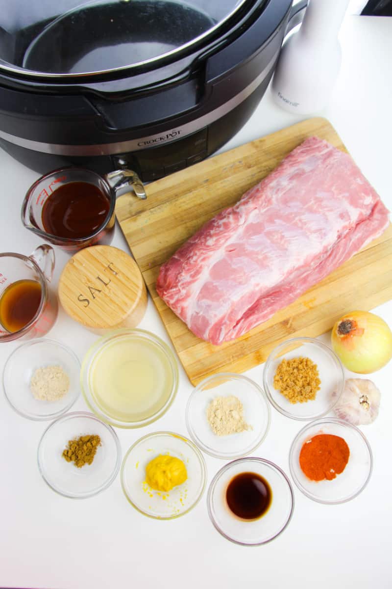 ingredients near a slow cooker