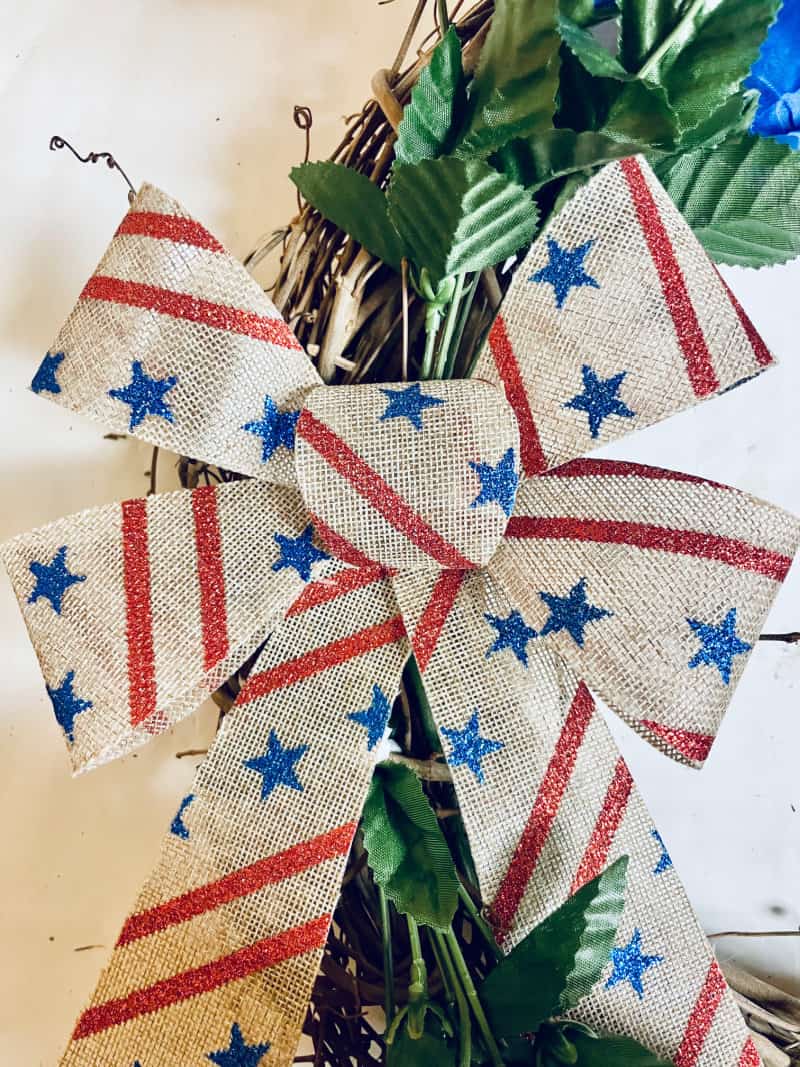 close up of a patriotic bow
