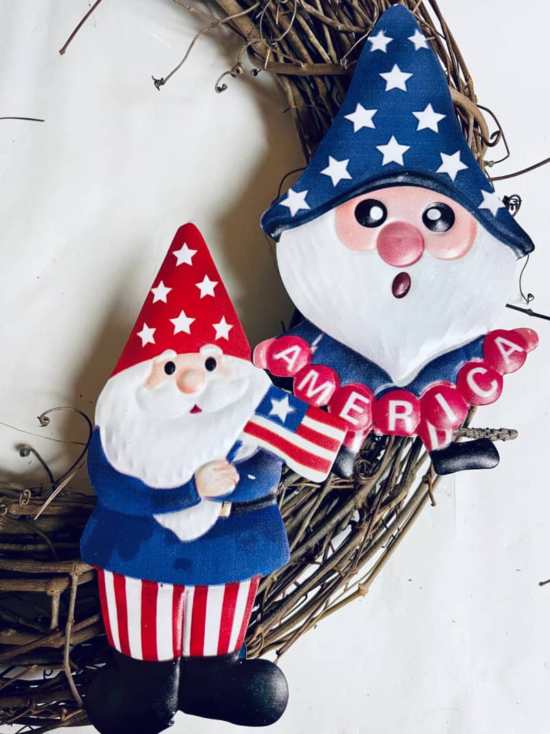 patriotic gnomes on a grapevine wreath