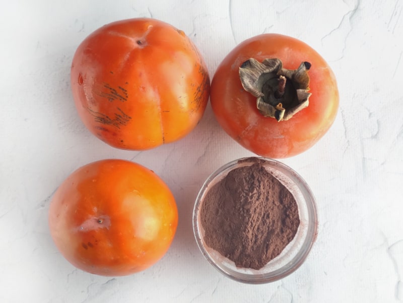 persimmons and cocoa powder