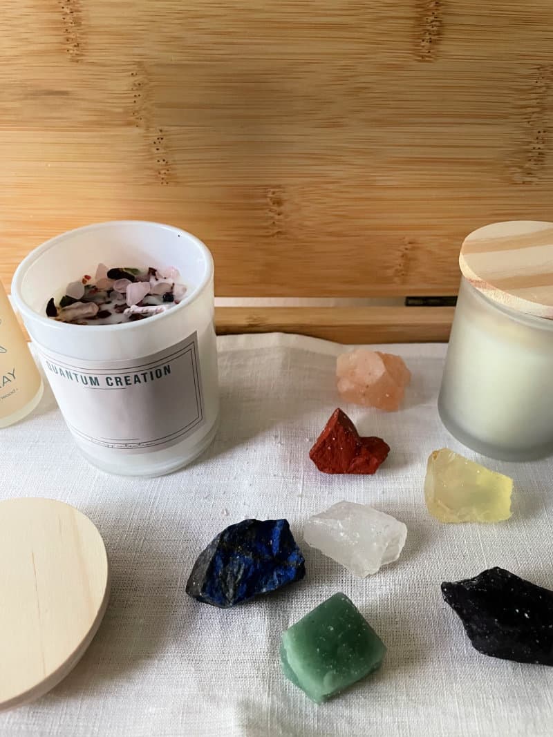 candles and chakra crystals to improve focus