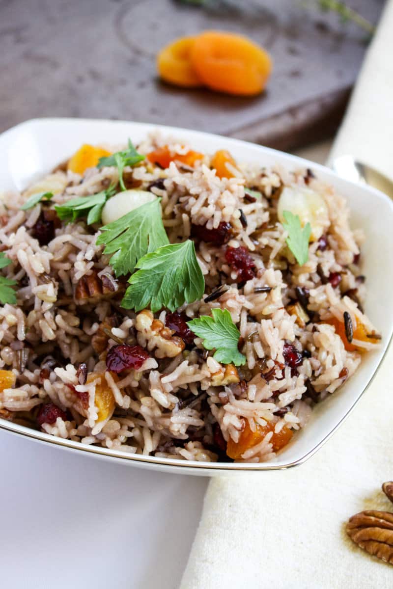 a bowl of wild rice pilaf