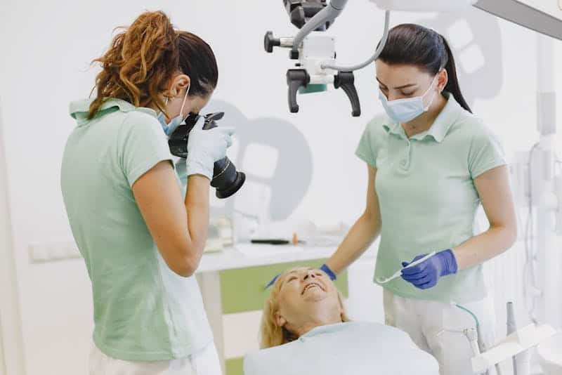 family dentist doing exam on child