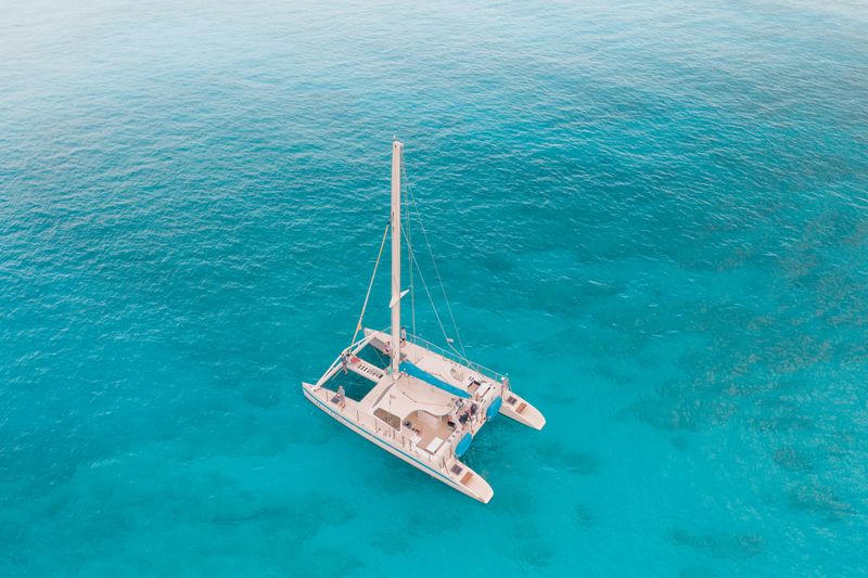 top down view of a catamaran