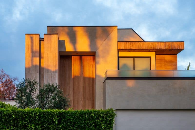 modern home with landscaping