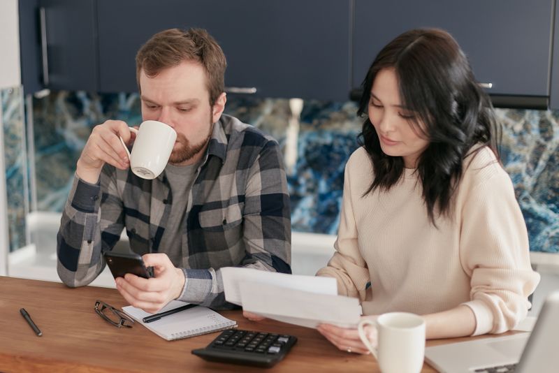 couple paying bills