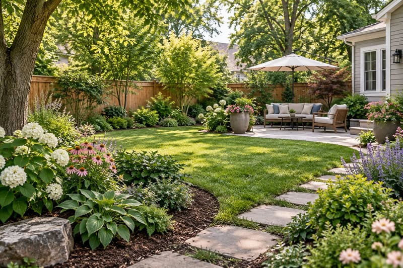 a well landscaped comfortable yard