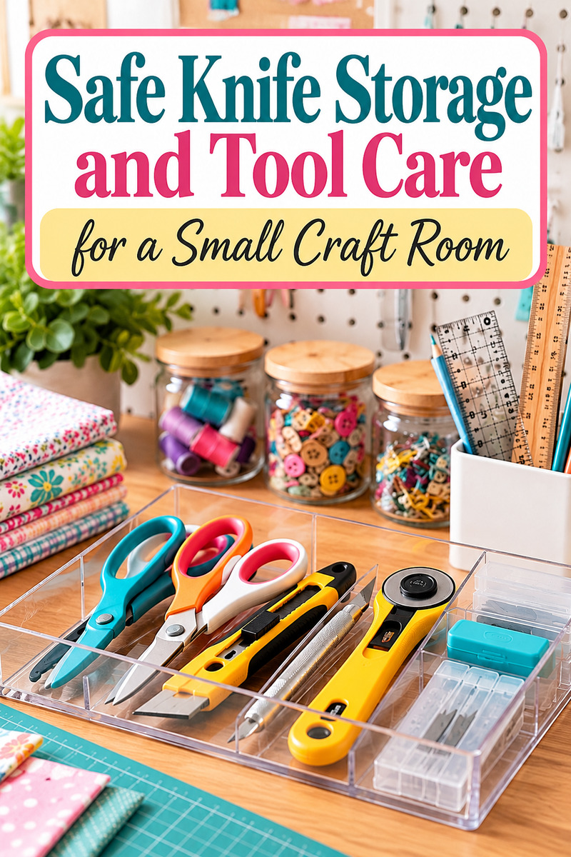 Keep your craft room organized and your sharp tools safely stored with these practical craft room organization ideas! Learn how to store craft knives, rotary cutters, scissors, and spare blades using simple storage containers, labeled organizers, and easy tool care routines. These small craft room storage tips will help you reduce clutter, protect your supplies, and create a safer, more organized crafting space.Save these craft room organization and safety tips for your next organizing project!#CraftRoomOrganization #CraftStorageIdeas #CraftRoomIdeas #DIYOrganization #CraftToolStorage