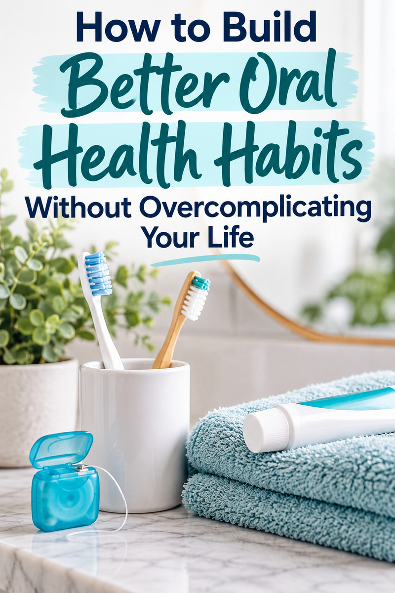 Build better oral health habits without making your daily routine complicated. These simple dental care tips cover brushing, flossing, healthy food choices, regular dental visits, and easy ways to make good oral hygiene habits stick. Save these practical oral health tips for a healthier smile and simpler self-care routine!